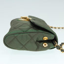 PRADA Chain Quilted Shoulder Bag Nylon Khaki Gold Auth 90227-3
