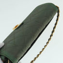 PRADA Chain Quilted Shoulder Bag Nylon Khaki Gold Auth 90227-6