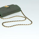 PRADA Chain Quilted Shoulder Bag Nylon Khaki Gold Auth 90227-7