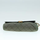 PRADA Chain Quilted Shoulder Bag Nylon Khaki Gold Auth 90227-5