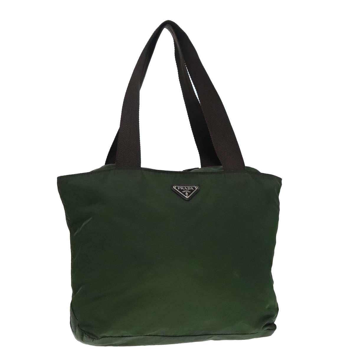 PRADA Tote Bag Nylon Green Silver Auth 90229