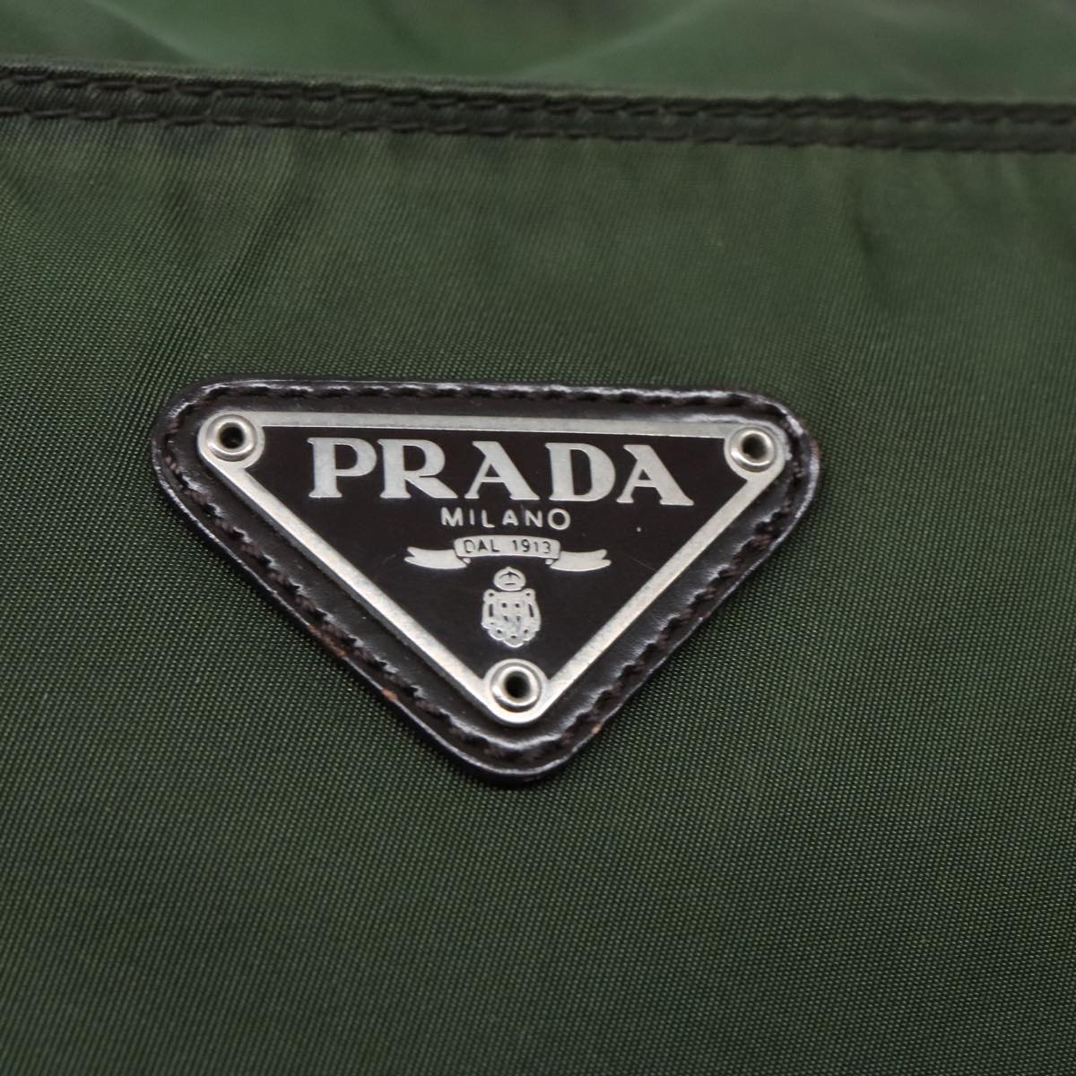 PRADA Tote Bag Nylon Green Silver Auth 90229