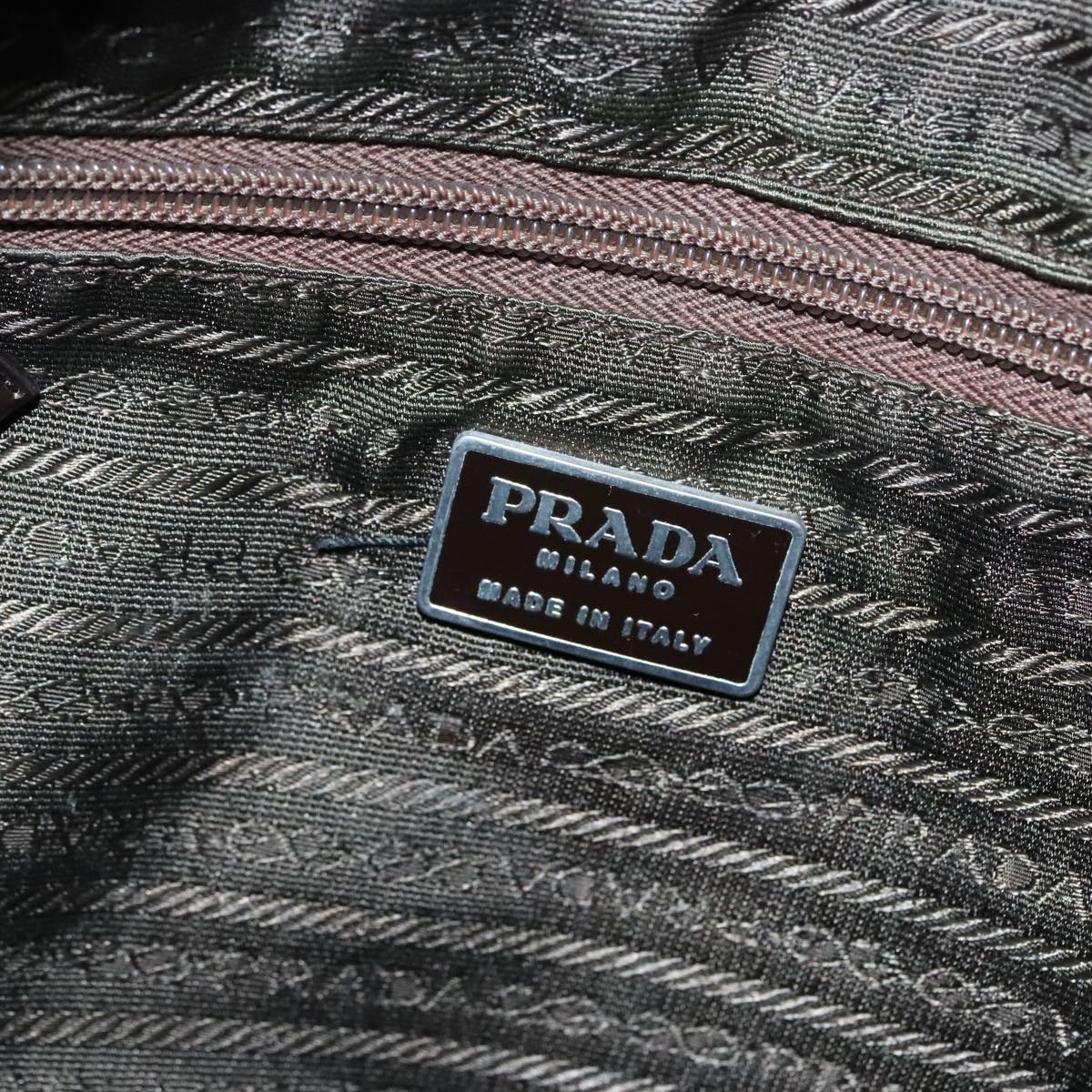 PRADA Tote Bag Nylon Green Silver Auth 90229