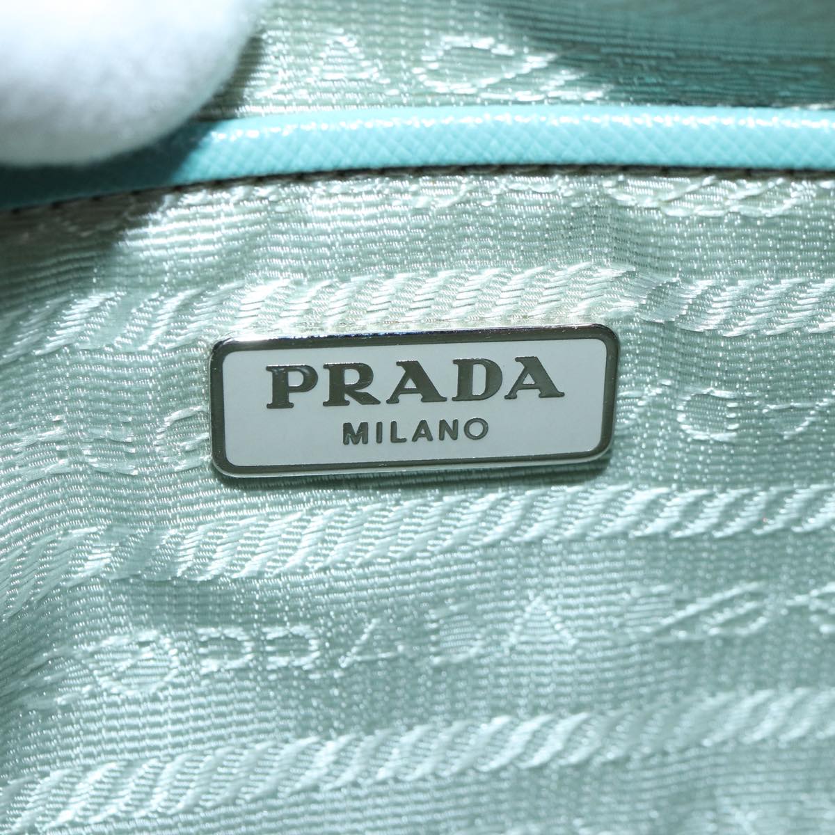 PRADA Chain Shoulder Bag Nylon Blue Silver Auth 90232