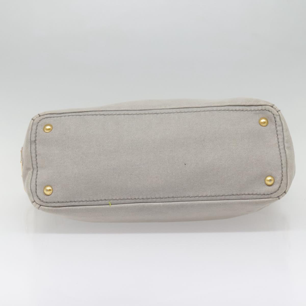 PRADA Hand Bag Denim 2way Gray Gold Auth 90233