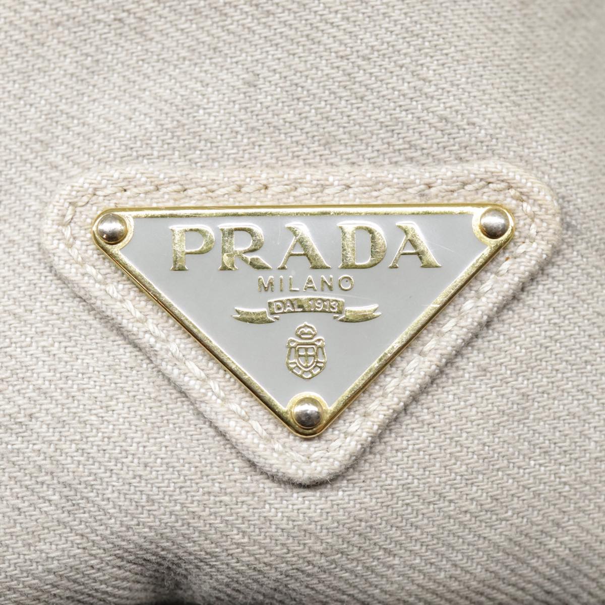 PRADA Hand Bag Denim 2way Gray Gold Auth 90233