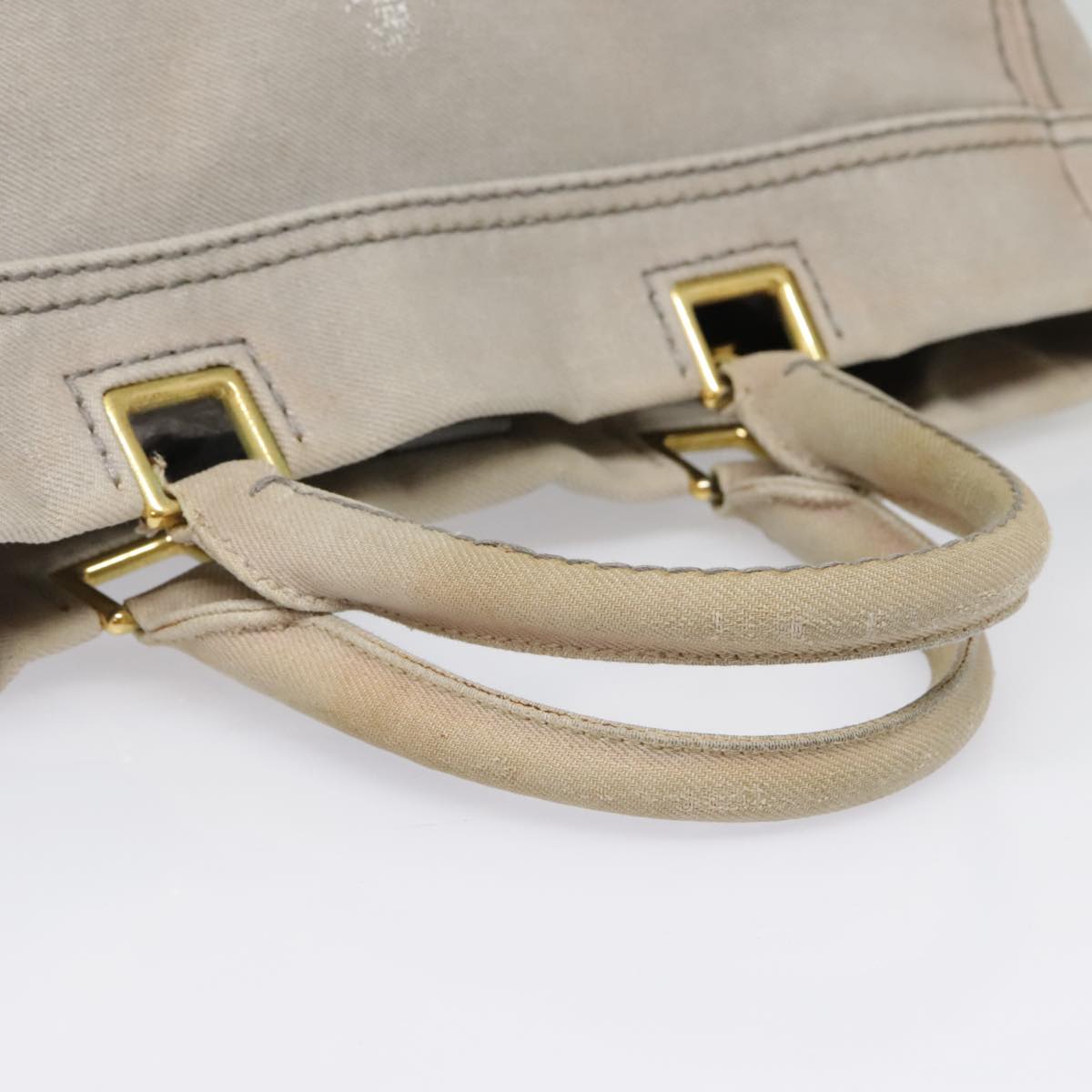 PRADA Hand Bag Denim 2way Gray Gold Auth 90233