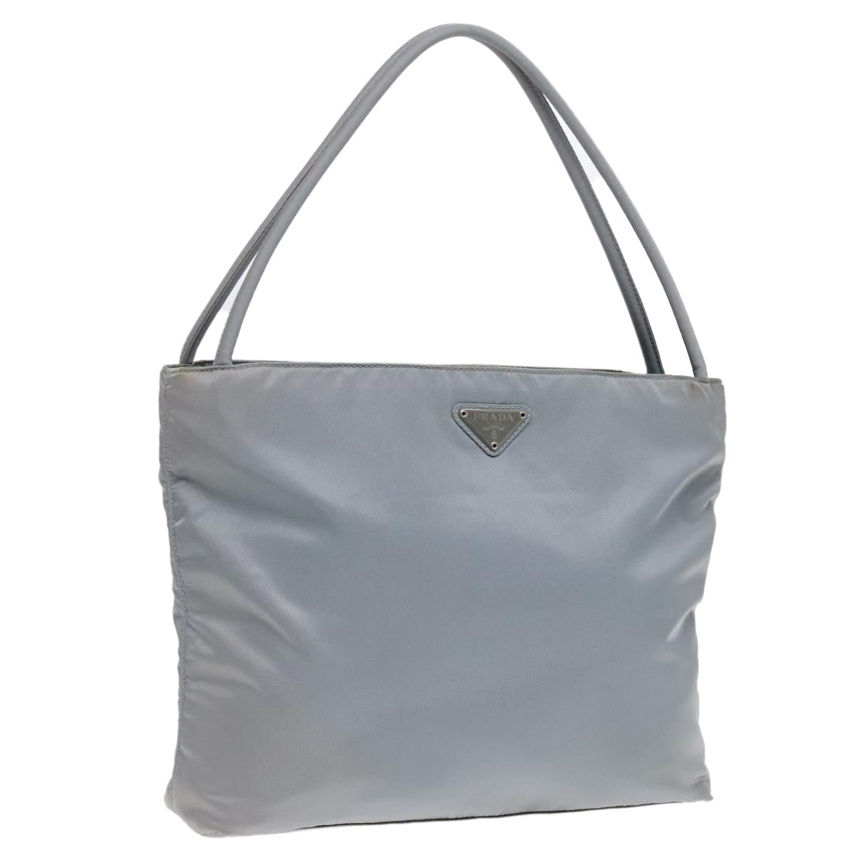 PRADA Tote Bag Nylon Light Blue Silver Auth 90235