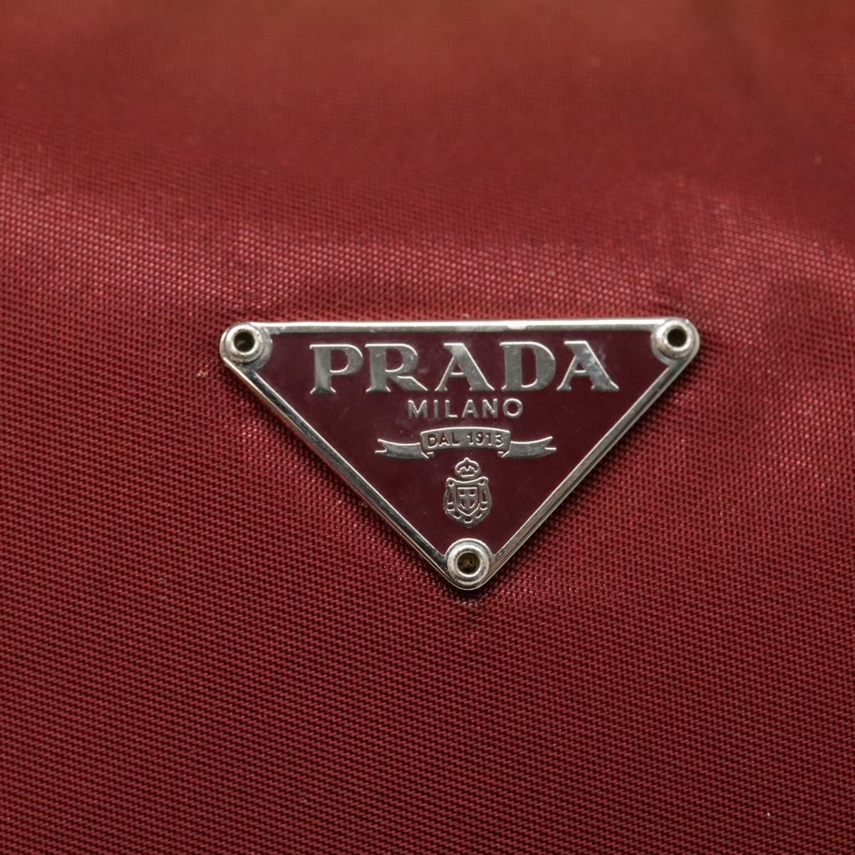 PRADA Hand Bag Nylon Red Silver Auth 90236