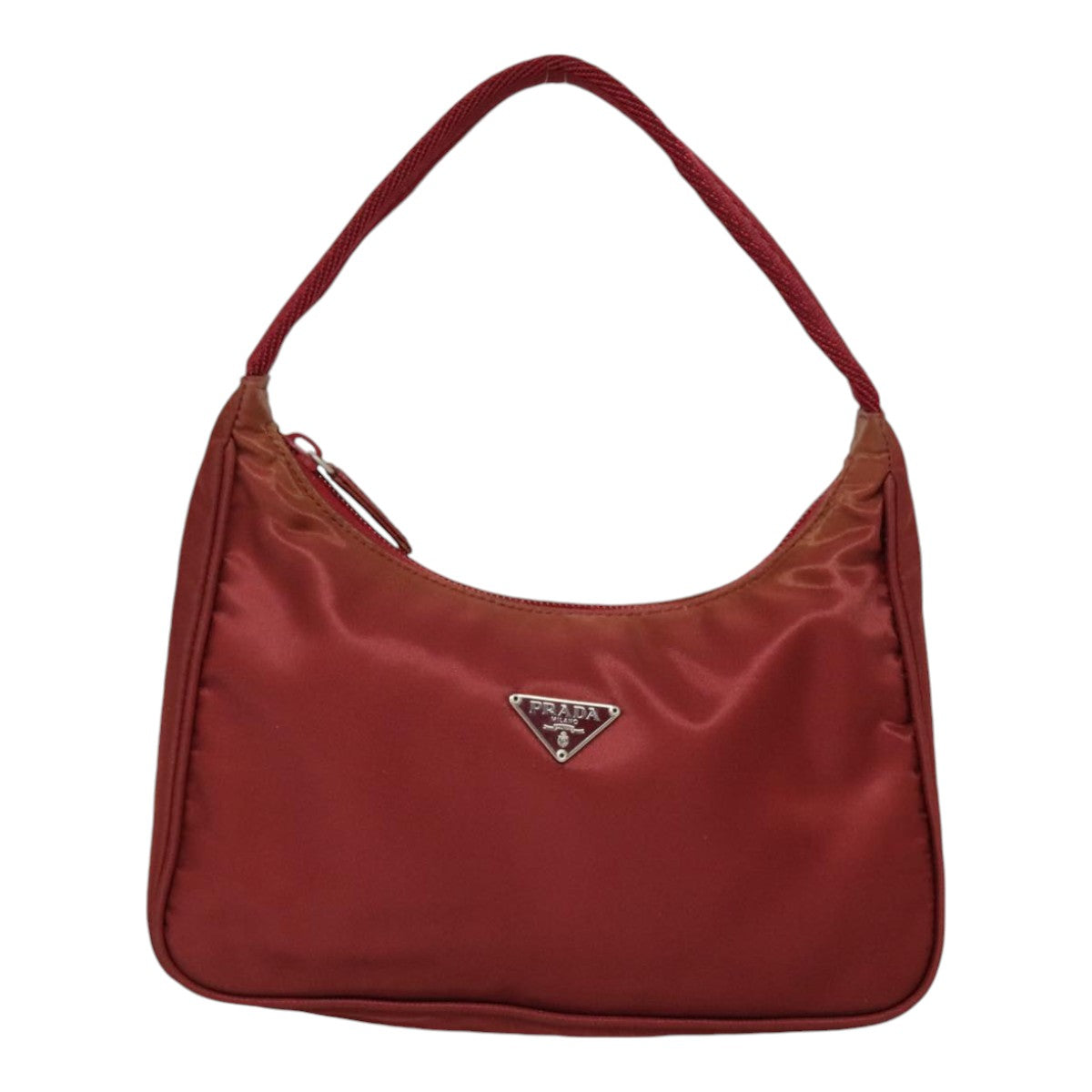 PRADA Hand Bag Nylon Red Silver Auth 90236