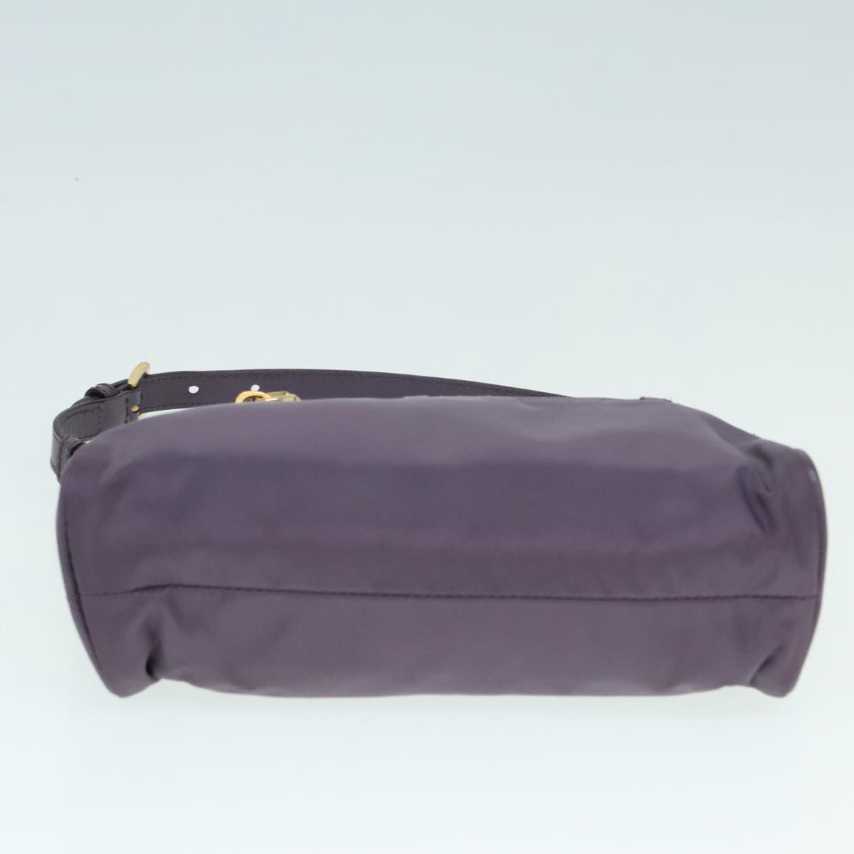 PRADA Hand Bag Nylon Leather Purple Gold Auth 90238