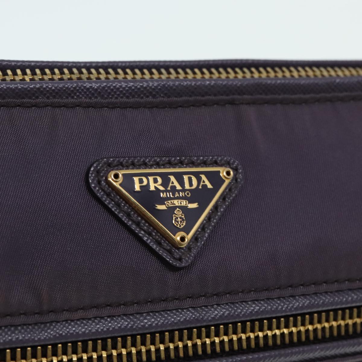 PRADA Hand Bag Nylon Leather Purple Gold Auth 90238