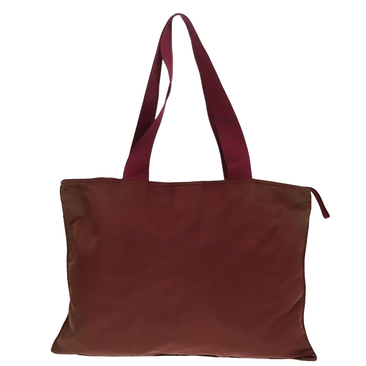 PRADA Tote Bag Nylon Wine Red Silver Auth 90243 - 0