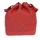 LOUIS VUITTON Leather Perfo Noe Shoulder Bag Red M94074 LV Auth 90244-2