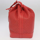 LOUIS VUITTON Leather Perfo Noe Shoulder Bag Red M94074 LV Auth 90244-3