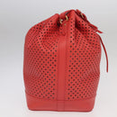 LOUIS VUITTON Leather Perfo Noe Shoulder Bag Red M94074 LV Auth 90244-4