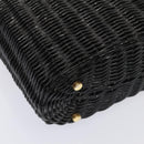 Salvatore Ferragamo Gancini Handtas Wicker Zwart Goud Auth 90245AM-15