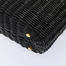 Salvatore Ferragamo Gancini Handtas Wicker Zwart Goud Auth 90245AM-16