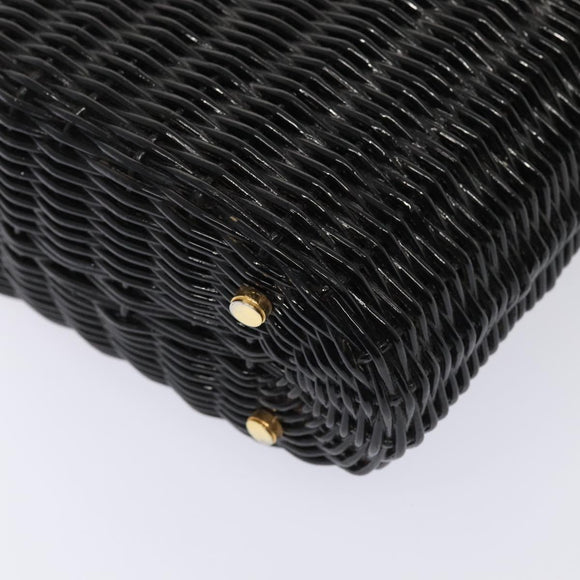 Salvatore Ferragamo Gancini Handtas Wicker Zwart Goud Auth 90245AM