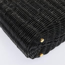 Salvatore Ferragamo Gancini Handtas Wicker Zwart Goud Auth 90245AM-9