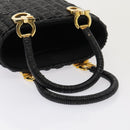 Salvatore Ferragamo Gancini Handtas Wicker Zwart Goud Auth 90245AM-7