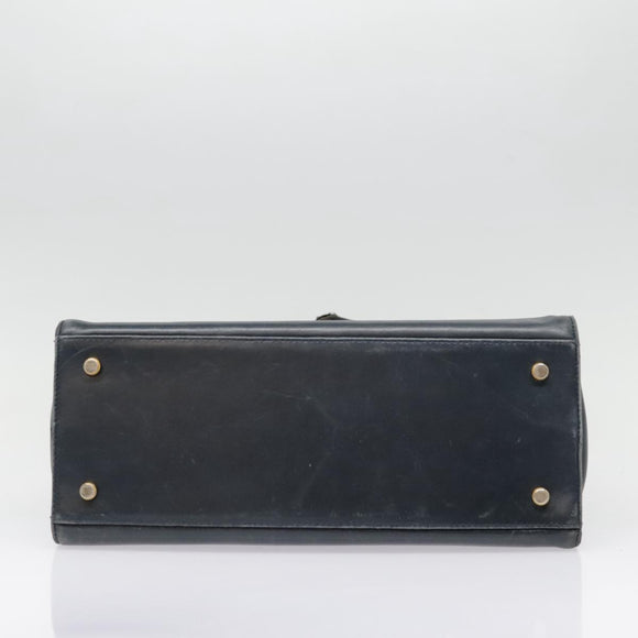 Salvatore Ferragamo Gancini Tragetasche Leder Schwarz Gold Auth 90254