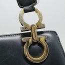 Salvatore Ferragamo Gancini Tragetasche Leder Schwarz Gold Auth 90254-18