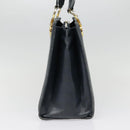 Salvatore Ferragamo Gancini Tragetasche Leder Schwarz Gold Auth 90254-3