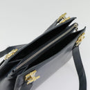 Salvatore Ferragamo Gancini Tragetasche Leder Schwarz Gold Auth 90254-6