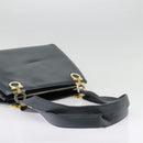 Salvatore Ferragamo Gancini Tragetasche Leder Schwarz Gold Auth 90254-7