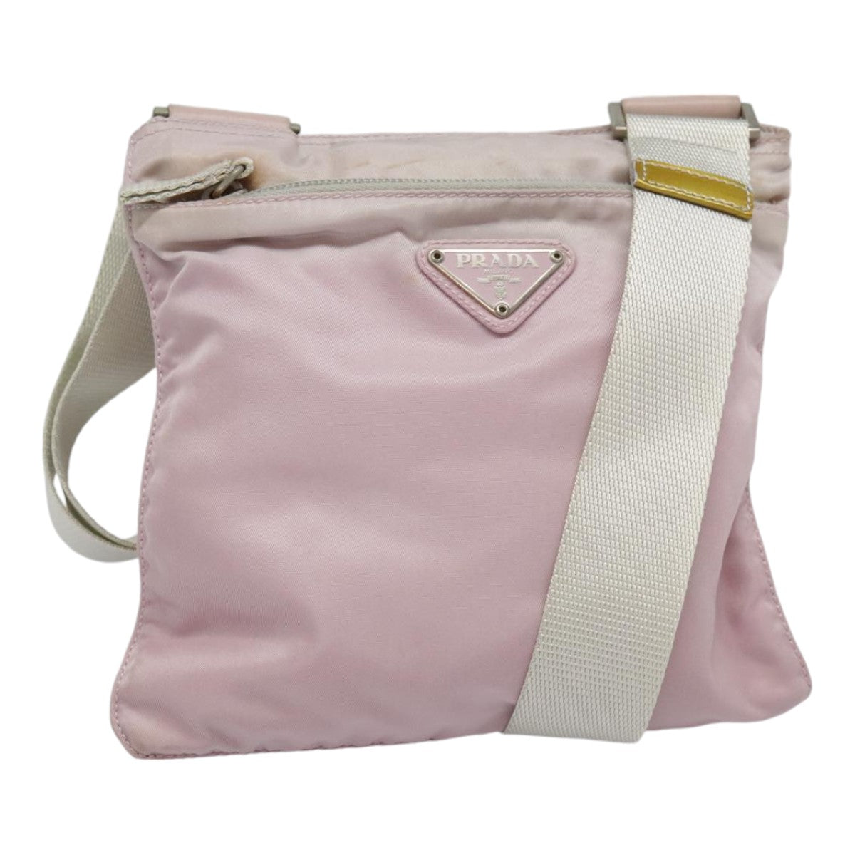 PRADA Shoulder Bag Nylon Pink Silver Auth 90260