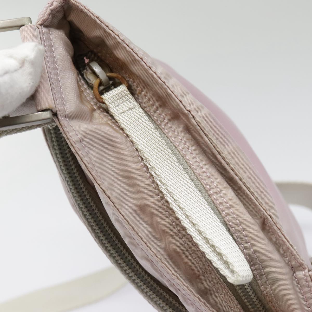 PRADA Shoulder Bag Nylon Pink Silver Auth 90260