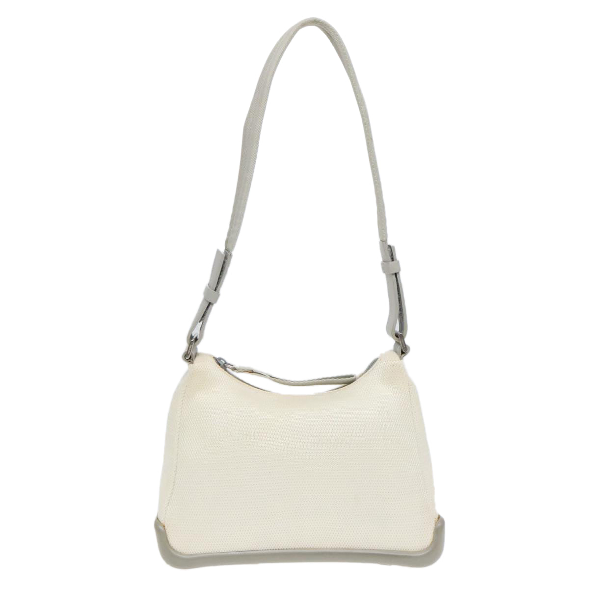 PRADA Shoulder Bag Nylon White Silver Auth 90261