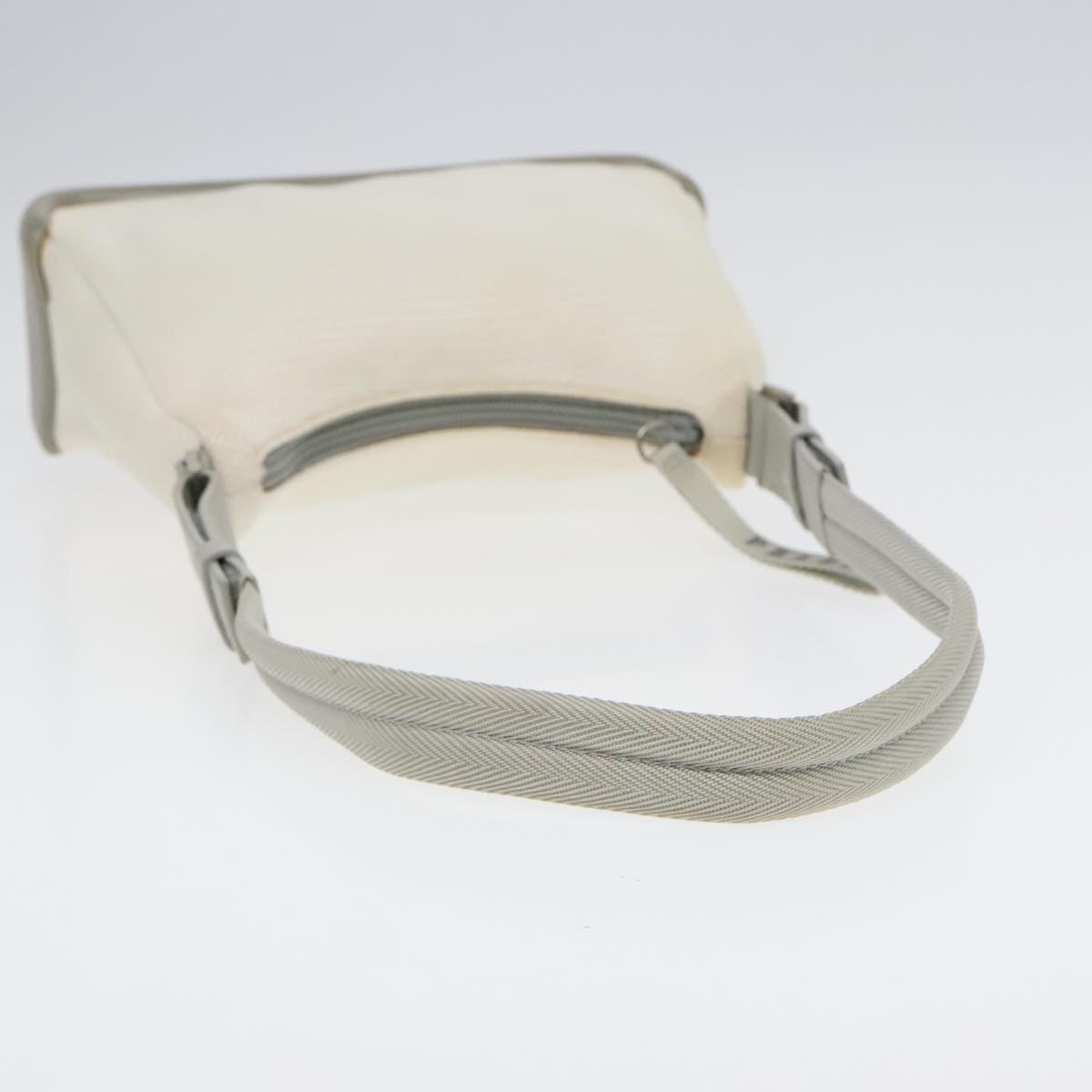 PRADA Shoulder Bag Nylon White Silver Auth 90261