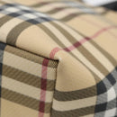 BURBERRY Nova Check Hand Bag PVC Beige Silver Auth 90263-15