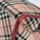BURBERRY Nova Check Blue Label Hand Bag Nylon Leather Red Pink Silver Auth 90265-11
