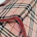 BURBERRY Nova Check Blue Label Hand Bag Nylon Leather Red Pink Silver Auth 90265-20