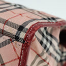 BURBERRY Nova Check Blue Label Hand Bag Nylon Leather Red Pink Silver Auth 90265-12