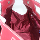 BURBERRY Nova Check Blue Label Hand Bag Nylon Leather Red Pink Silver Auth 90265-16