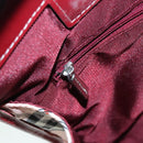 BURBERRY Nova Check Blue Label Hand Bag Nylon Leather Red Pink Silver Auth 90265-17