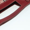 BURBERRY Nova Check Blue Label Hand Bag Nylon Leather Red Pink Silver Auth 90265-7