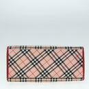 BURBERRY Nova Check Blue Label Hand Bag Nylon Leather Red Pink Silver Auth 90265-9