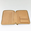 CELINE Clutch Tasche Macadam Canvas PVC Leder Braun Gold Auth 90268-8