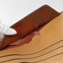 CELINE Macadam Canvas Clutch Bag PVC Leather Brown Gold Auth 90268-9