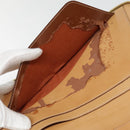 CELINE Macadam Canvas Clutch Bag PVC Leather Brown Gold Auth 90268-10