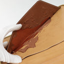 CELINE Macadam Canvas Clutch Bag PVC Leather Brown Gold Auth 90268-22