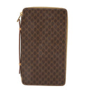 CELINE Clutch Tasche Macadam Canvas PVC Leder Braun Gold Auth 90268-13