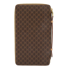 CELINE Macadam Canvas Clutch Bag PVC Leather Brown Gold Auth 90268 - 0