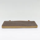 CELINE Clutch Tasche Macadam Canvas PVC Leder Braun Gold Auth 90268-3