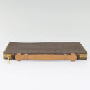 CELINE Clutch Tasche Macadam Canvas PVC Leder Braun Gold Auth 90268-4